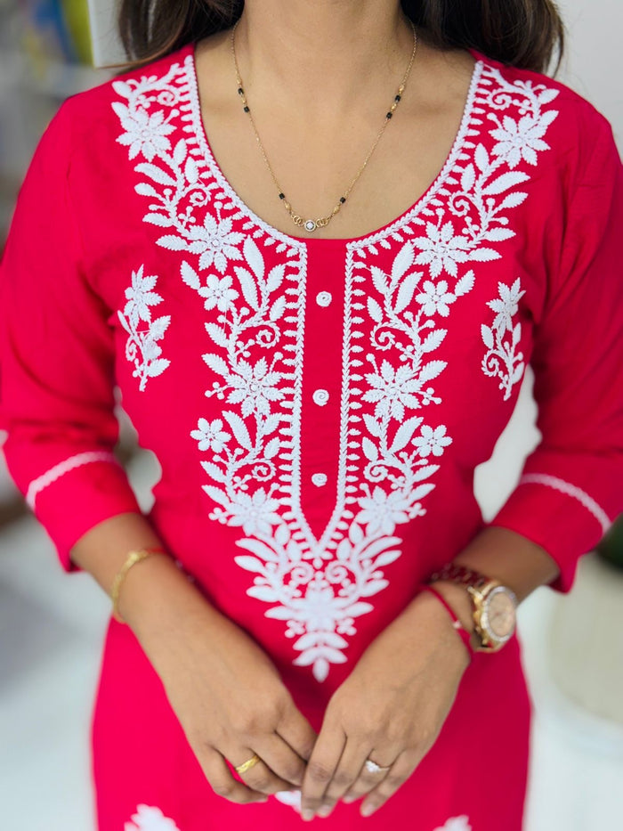 Kurti Lakhnavi Rani Pink