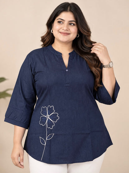 Western Top Denim Dark Shade