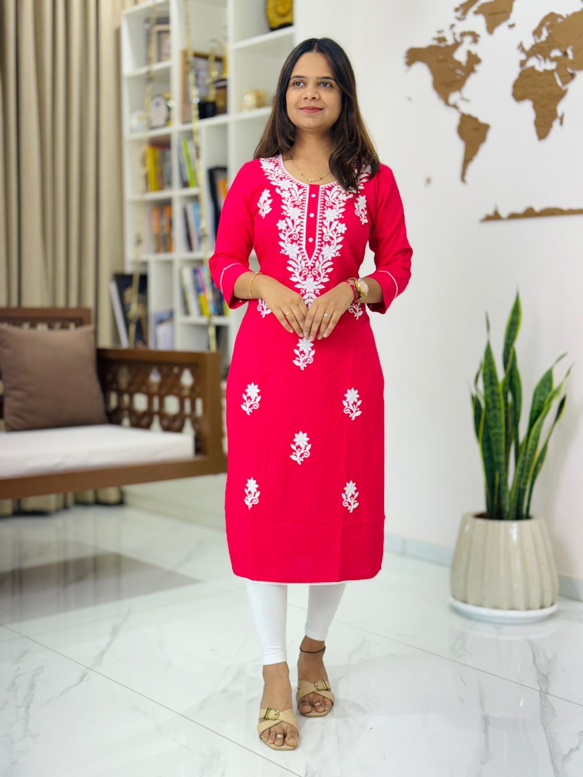 Kurti Lakhnavi Rani Pink