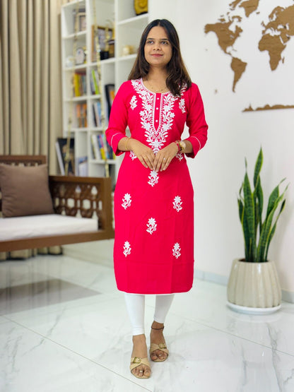 Kurti Lakhnavi Rani Pink