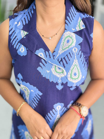 One Piece Short Blue (Blazer Neck)