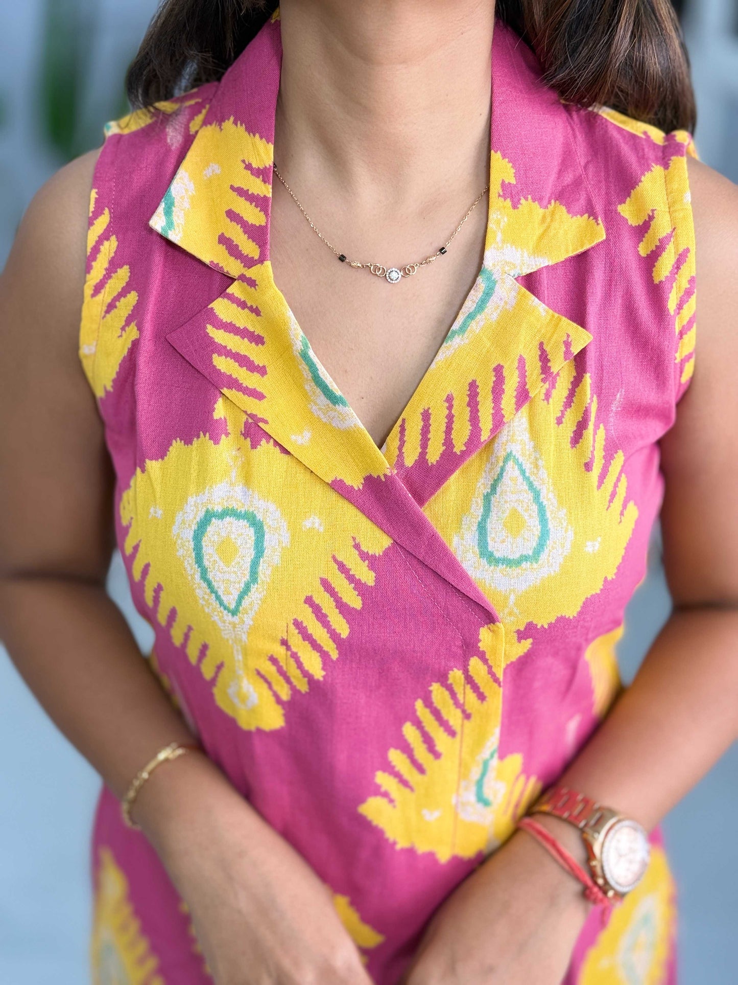 One Piece Short Yellow (Blazer Neck)