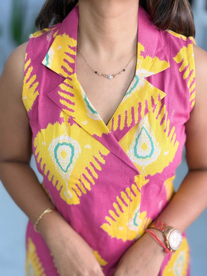 One Piece Short Yellow (Blazer Neck)