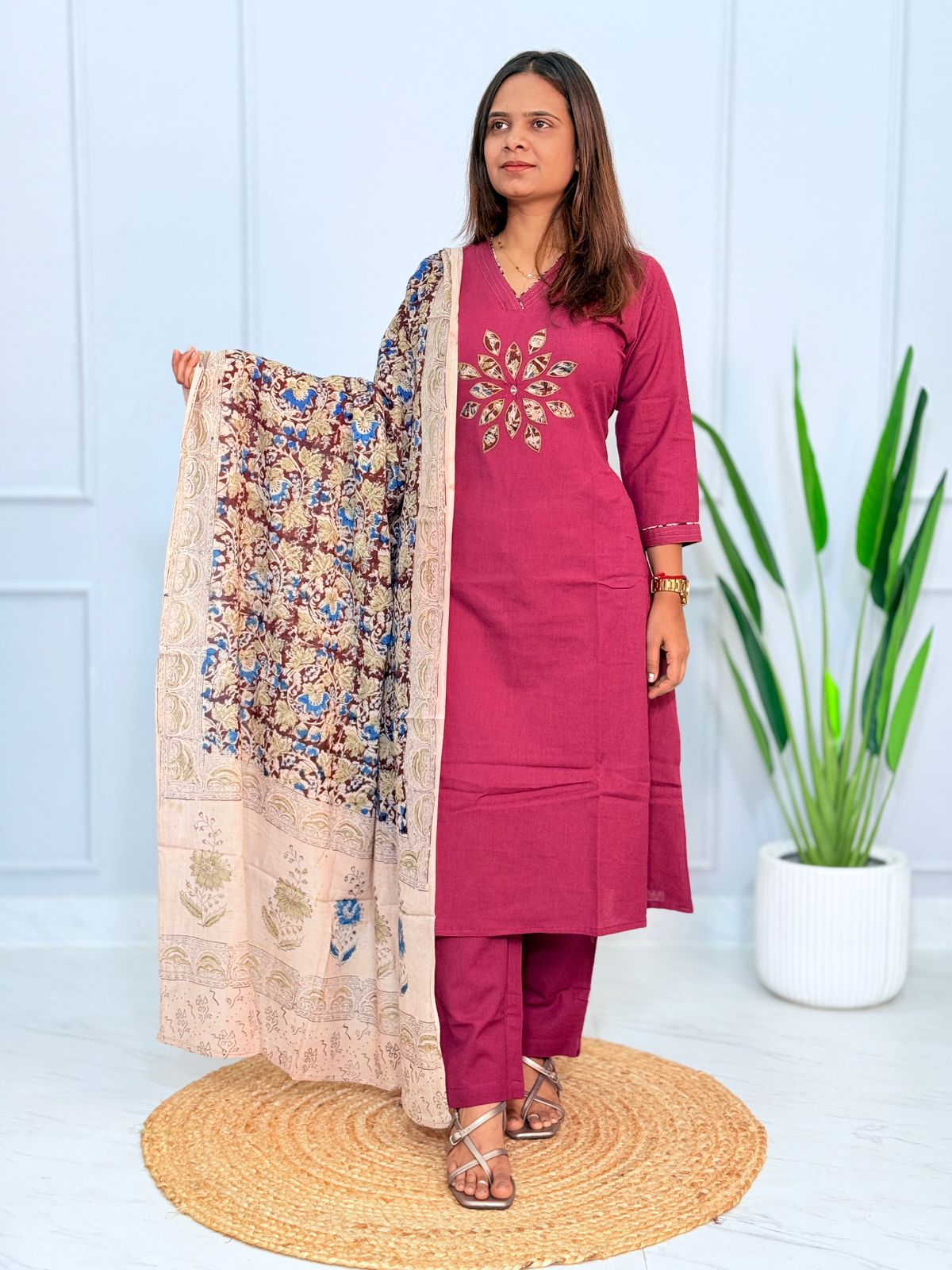 Kurti Pant Set - Kalamkari Pink
