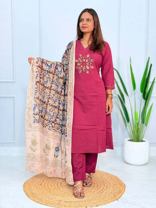 Kurti Pant Set - Kalamkari Pink