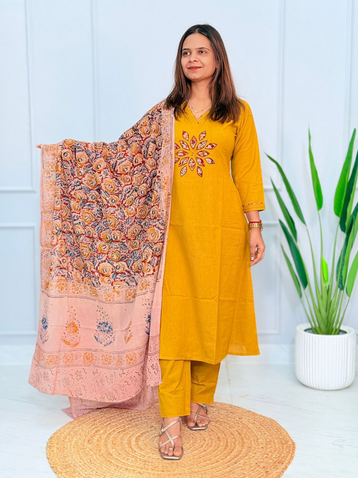 Kurti Pant Set - Kalamkari Yellow