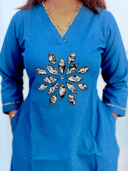 Kurti Pant Set - Kalamkari Blue