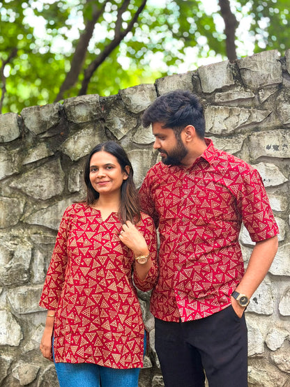 Combo Mens Shirts + Ladies Short Kurti 2107